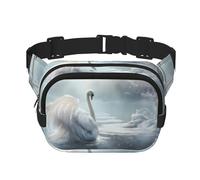 White swan on ice Fitness travel shoulder bag, fashionable and casual waist bag, square double-layer waist bag, Black, One Size, Black, One Size
