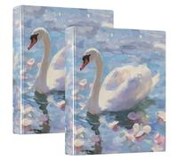 White Swan on Lake 3 Ring Binders 1.5 Inch Clear View Three Ring Binders Versatile Binder Fits 200 Sheets 2 Pack