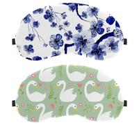White Swan Pattern Pink Flowers Green Spring 2-Pack Light-Blocking Soft Breathable Sleeping Mask Eye Patch
