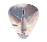 white swan Patterned Guitar Picks - 12-Piece Set with 3 Different Thicknesses, Suitable for Electric and Acoustic Guitars