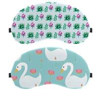 White Swan Playing Lotus Flower Pool 2-Pack Eye Patch and Eye Masks Set, Light-Blocking, Soft, Breathable Sleep Mask Kit