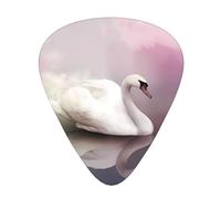 White Swan Print Guitar Picks, 12 Pcs Guitar Plectrums Celluloid Pick Classical Triangle Picks for Acoustic, Electric, Bass Guitar including 0.46mm 0.71mm 0.96mm