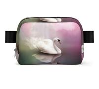 White Swan Print Square Bumbag Fanny Pack for Men Women Adjustable Belt Bag Waterproof Cross Body Bag Chest Bag