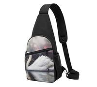 White Swan Printed Chest Bag Sling Bag for Men Women, Outdoor Crossbody Fanny Packs Hiking Chest Packs Sport Daypacks