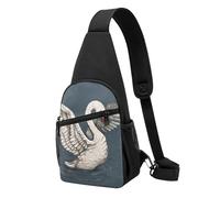 White Swan Printed Sling Bag for Women Men Crossbody Chest Bag Casual Daypack for Travel Hiking Running