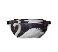 White Swan Printed Waist Bag Adjustable Bum Bag Lightweight Travel Waist Fanny Pack Belt for Walking Cycling Hiking Travel