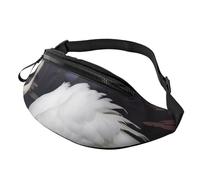 White Swan Printed Waist Bag with Headphone Jack, Personalized Bumbags Fanny Packs Unisex Running Hiking Crossbody Bags for Men Women