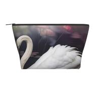White Swan Prints Trapezoid Makeup Bag Travel Cosmetic Organizer with Foam Padding for Gym, Office, and Weekend Trips