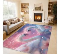 White Swan Rugs - Romantic Love Animal Area Rugs for Living Room Bedroom, Washable Non Slip Low Pile Small Carpet, Patterned Door Mat & Home Decor, 50x80 cm QAZ15