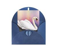 White Swan Seasonal Greeting Card with Blue Envelope for Any Occasion Thanksgiving Christmas Birthday Wedding Anniversary Engagement Note Cards