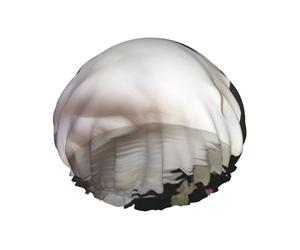 White Swan Shower Caps for Women Reusable Waterproof Shower Bonnet Large Elastic Bath Caps Double Layers Bathing Hair Caps Designed for all Hair Lengths with PEVA Lining