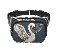 White Swan Square Double-Layer Waist Bag Chest Bag Crossbody Bag Running Travel Hiking Waist Bag