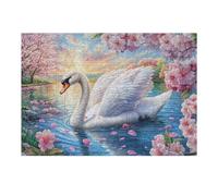 White Swan Swimming in Cherry Blossoms 300 Piece Premium Jigsaw Puzzle For Men Educational Decompression Adults Anxiety Memory Care Mothers Valentines Creativity Gift Giving 300 PCS