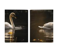 White Swan Swimming Passport Holder Cover PU Leather Waterproof Passport Case Travel Wallet with Credit Card Slots for Women Men, style, 20.3x13.8cm