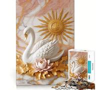 White Swan ﹨u Sun Decor Jigsaw Puzzles 1000 Mental Focus Game No Gap Tight Fitting Design Interactive Brain Challenge for Home (50x75cm)