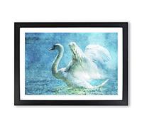 White Swan Vol.1 Painting Framed Print | A2 Black Framed Wall Art | Ready to Hang | Modern Animal Picture | Living Room Bedroom Lounge Office