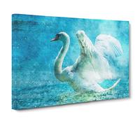 White Swan Vol.1 Painting Modern Art Canvas Wall Art Print Ready to Hang, Framed Picture for Living Room Bedroom Home Office Décor, 20x14 Inch (50x35 cm)