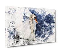 White Swan Vol.2 Watercolour Canvas Print | Gallery Wrapped 30mm Frame Wall Art | 30x20 inches | Ready to Hang | Modern Bird Picture | Living Room Bedroom Lounge Office