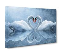 White Swan Vol.3 Canvas Print | Gallery Wrapped 30mm Frame Wall Art | 30x20 inches | Ready to Hang | Modern Bird Picture | Living Room Bedroom Lounge Office