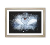 White Swan Vol.3 Paint Splash Framed Print | A2 Oak Framed Wall Art | Ready to Hang | Modern Animal Picture | Living Room Bedroom Lounge Office