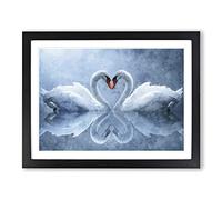 White Swan Vol.3 Painting Modern Art Framed Print | A4 Black Framed Wall Art | Ready to Hang | Modern Animal Picture | Living Room Bedroom Lounge Office