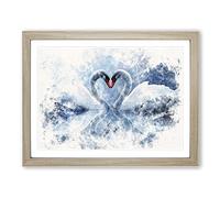 White Swan Vol.3 Watercolour Modern Framed Print | A2 Oak Framed Wall Art | Ready to Hang | Modern Animal Picture | Living Room Bedroom Lounge Office