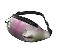 White Swan Waist Bag Bumbags for Men Women, Print Polyester Waist Pack for Travel Walking Sport with Adjustable Strap