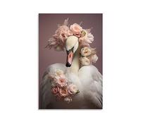 White Swan Wall Art Prints Abstract Cute Animal Farmhouse Pictures on Canvas Poster Wall Decor for Bedroom Home Decorations