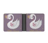 White Swan Wallet Women Bifold Multi Card Slots Ladies Mini Purse
