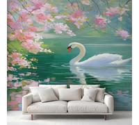 White Swan Wallpaper, Bird Spring Oil Painting Wall Mural, Wallpaper for Bedroom Living Room, Home Decor, Photo Wall Paper, 450 x 315 cm 1&XF