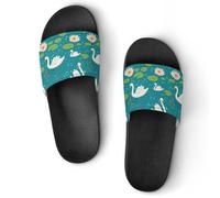 White Swans And Water Lilies Slip On Slippers Bath Pool Shower Slide Sandals House Shoes Unisex