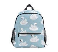 White Swans Blue Kid's Backpack for Boys Girls Toddler Preschool Backpacks Kindergarten Bookbag for 3-8 Y