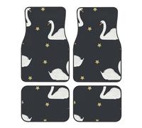 White Swans On A Black Starry Background Universal Car Foot Mats Four-Piece Set Easy to Clean Easy to Deform Easy to Install Suitable for Cars Trucks SUV