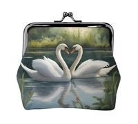 White Swans On The Lake Lightweight Wallet Minimalist Wallet For Daily Commute And Travel Adventures, Black, One Size, Art Deco