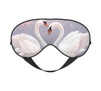 White Swans with Pink Floral Tree Double-Sided Silk Sleep Mask, Adjustable Light Blocking Eye Mask for Travel, Men & Women, Soft Comfortable Blindfold 20x10cm