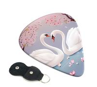 White Swans With Pink Floral Tree Guitar Picks 6-Pack - Pick Set (0.46mm / 0.71mm / 0.96mm) Suitable For Guitar And Ukulele Playing