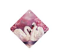 White Swans With Pink Floral Tree Printing 10 Pieces Air Freshener Car Hanging Cards Air Freshener Sheets With Rope For Cars Home
