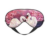 White Swans with Pink Floral Tree Printing All-Occasion Comfort Cover, Blocks Light Eye Mask, Ideal for Camping,Shifts,Blocks Light Well