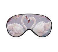 White Swans with Pink Floral Tree Sleep Mask, Ultra Soft Eye Mask for Sleeping with Adjustable Strap, Comfortable Lightweight Blindfold Eyeshade, Total Blackout Eye Cover for Night Sleep Travel Office
