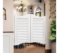 White Swinging Doors Cafe Doors, Louvered Partition Room Divider Half Door for Indoor Or Outdoor Bar Porch Entrance, Kitchen, with Hinges,Custom(95x70cm(WxH))