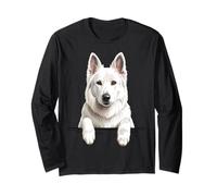 White Swiss Shepherd Dog Cute Peeking Berger Blanc Suisse Long Sleeve T-Shirt