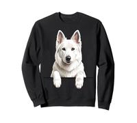 White Swiss Shepherd Dog Cute Peeking Berger Blanc Suisse Sweatshirt