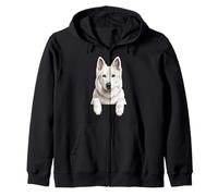 White Swiss Shepherd Dog Cute Peeking Berger Blanc Suisse Zip Hoodie