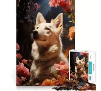 White Swiss Shepherd Dog Jigsaw for Teenagers 1000 Pieces Mental Improve Play Uniform Size Precise Pieces Family Fun Night Activity (38x26cm)