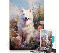 White Swiss Shepherd Dog Jigsaw for Teenagers 1000 Pieces Mind Boost Fun Clean Cut Sturdy Components Heartwarming Gathering Activity (38x52cm)