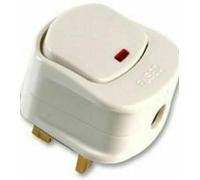 White Switched Mains Plug Top with Switch On/Off 13A Amp Fused with Neon Light White- 2 Pack