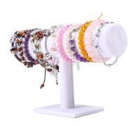 White T Shaped Bracelet Display Stand for Watch and Chain | Single Layer Organiser, Flannel PVC MDF Build, Easy Access on Dresser Tops for Retail Sellers