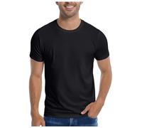 White t Shirt Men Mens Short Sleeve T-Shirt Solid Crewneck T Shirt Top Body Shaping Sport Shirts for Men Soft Comfortable Stretch Tops for Daily Wear, Black, L