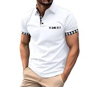 White T Shirt Men Summer Oversized Short Sleeve Solid Color Stylish Round Neck Polo Shirt with Pocket Button Down Casual Shirts Breathable Lighweight Comfy Daily Sport Running Tshirt T-Shirt
