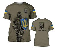 White T Shirt Ukrainian Flag 3D Printed T-Shirt Men's Short Sleeve Clothing,Color-01,XL